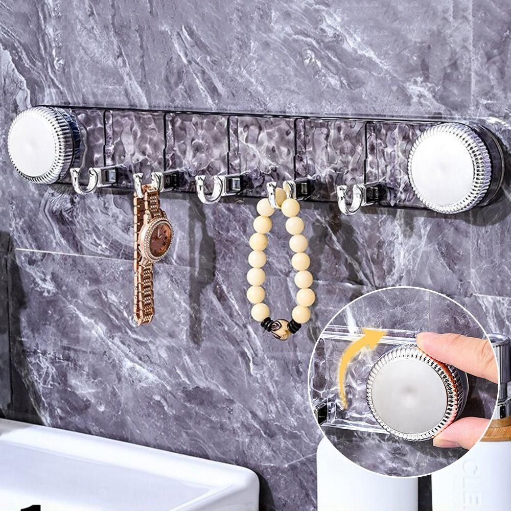 5 Hooks Rotating Suction Cup Hooks Traceless Robe Coat Hangers  for Bathroom Accessories