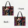 Floral Skull Pattern Tote Bag Gothic Vintage Style Shoulder Bag Daily Use Large Capacity Handbag