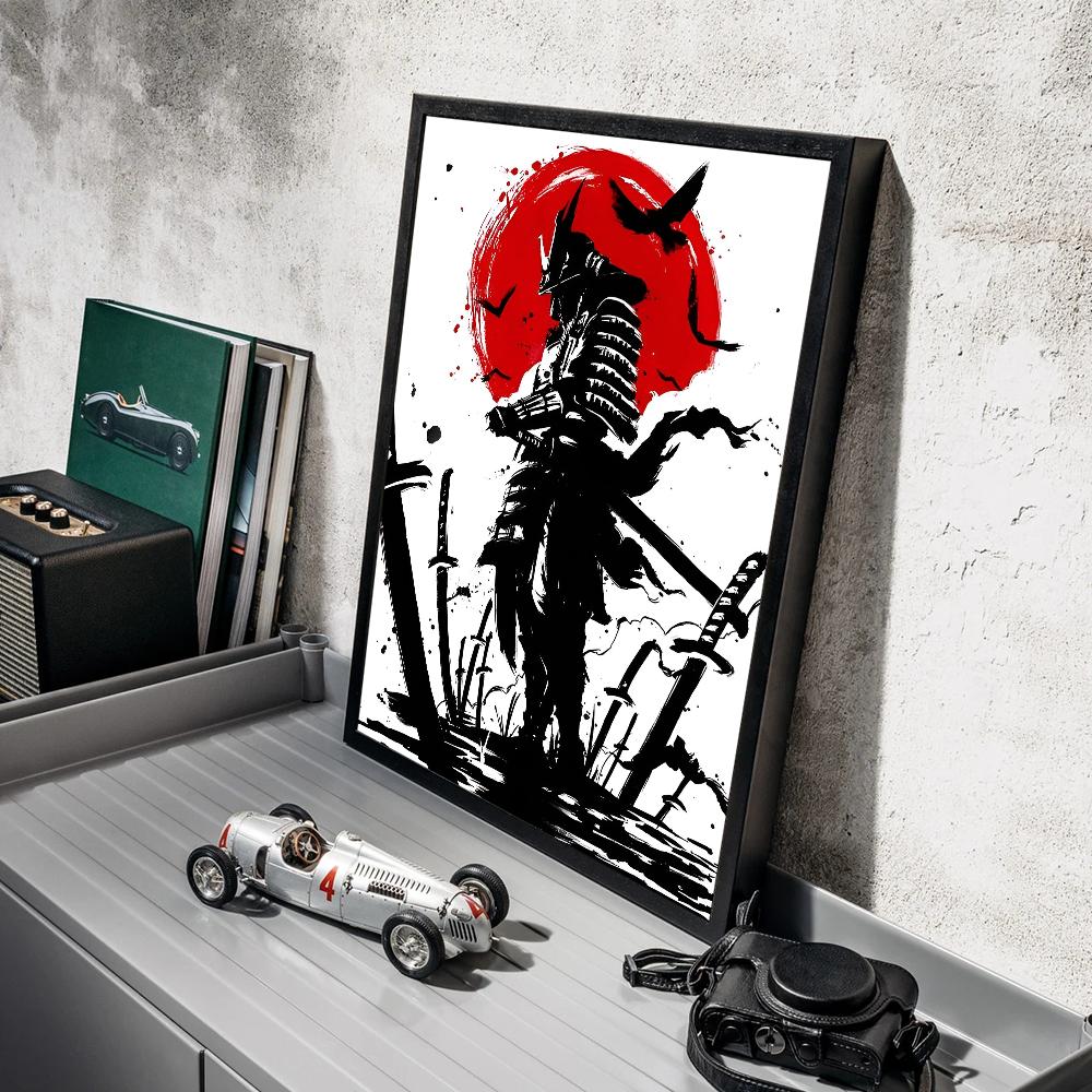 Japanese Warrior Samurai Whitepaper Poster HD Quality Poster Wall Art Painting Study Room Wall Decor
