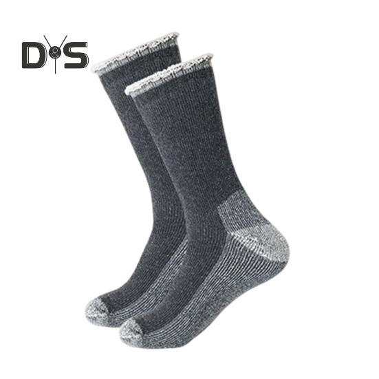 

1 пара зимних носков унисекс, шерстяные носки средней длины для походов, спорта, машинной стирки, влагоотводящие, сохраняющие тепло, нескользящие, повседневные чулки темно-серого