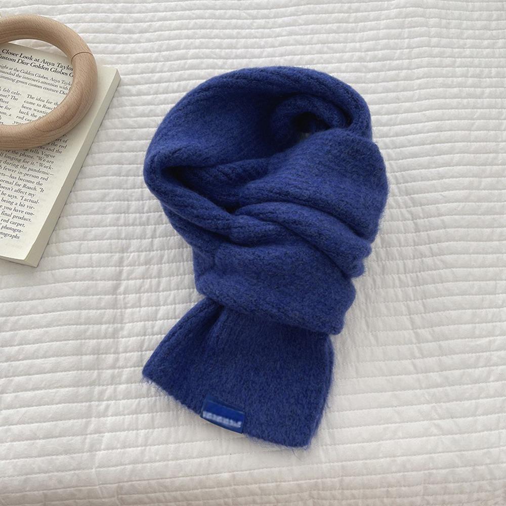 Solid Color Y2K Knitted Scarf Thicken Cross Woolen Scarf Fashion Winter Warm Scarf  Unisex