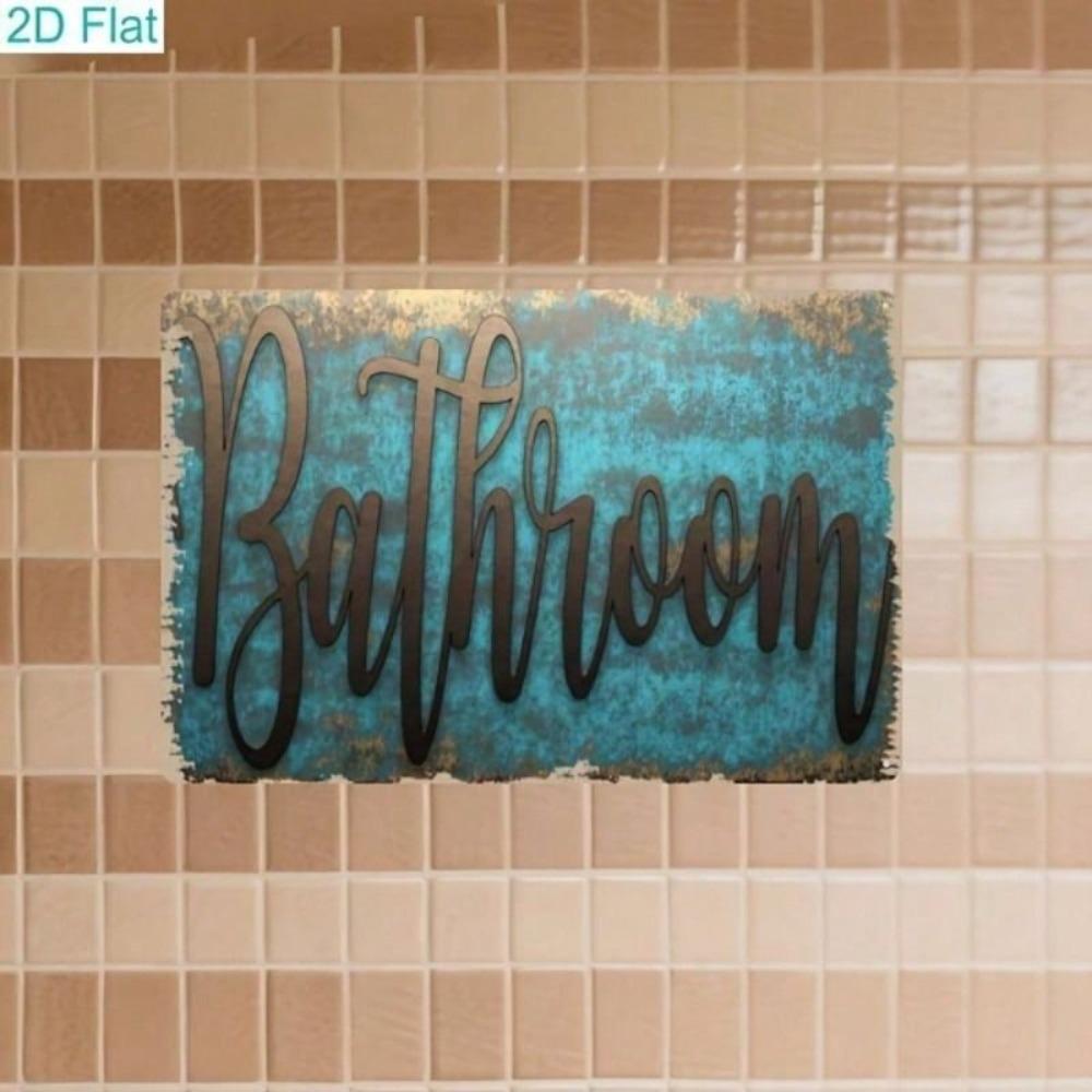 Vintage Rustic Teal Blue Iron Wall Poster 8x12, Farmhouse Bathroom Home Decor