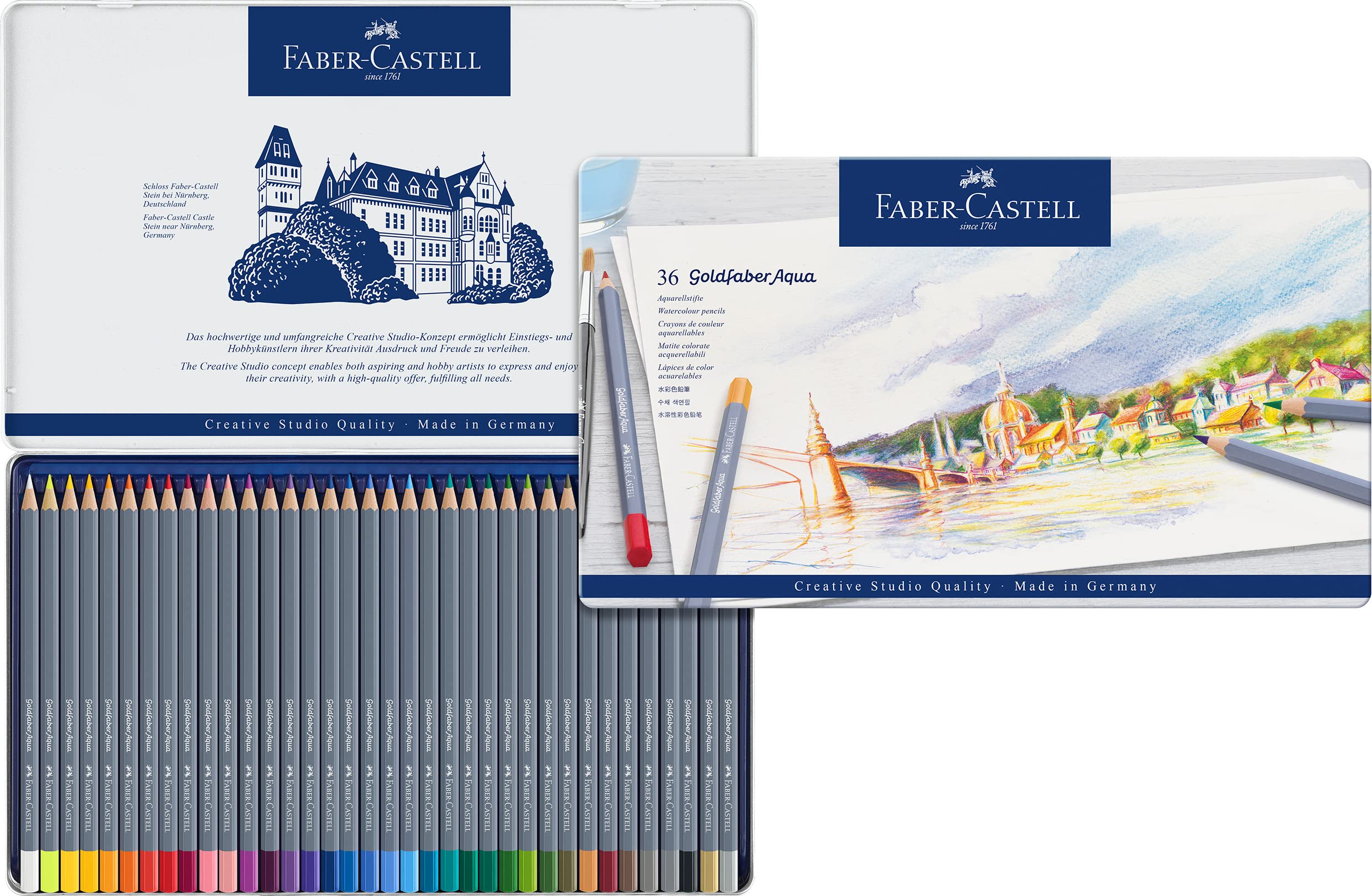 

Goldfaber Aqua Watercolor Pencil 36 Colors in a 114636 Faber-Castell Set, Tin,