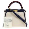 Fendi Peekaboo Handbag 8BN290 2WAYShoulder White / Navy canvas/Calfskin Women Used