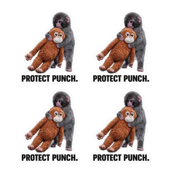 Schutz Punch The Monkey Aufkleber Auto Laptop Sticker Niedlicher Affe hält Plüschtier Vinyl Aufkleber Einfach anzubringen/zu entfernen Lustige Kinderzimmer Dekoration