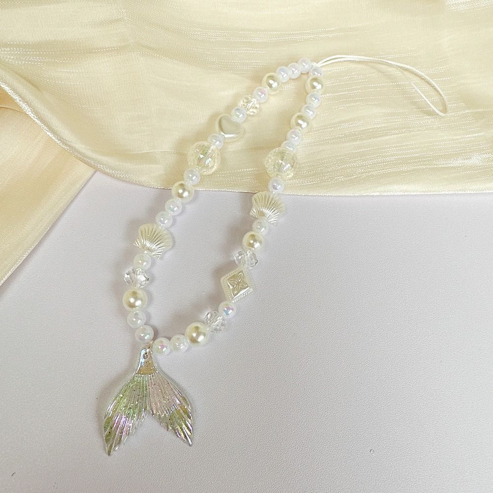 Fish Tail Mobile Phone Lanyard Shell Cell Phone Strap Jewelry Gift Bead Phone Chain  Woman Girl