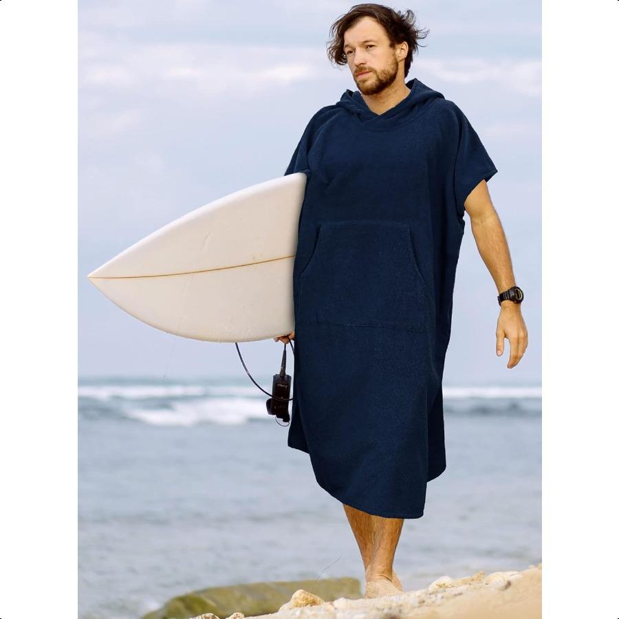 Surf Poncho Changing Robe with Hood Absorbent Quick Dry Wetsuit Changing Towel with Pocket for Surfing Men Women
