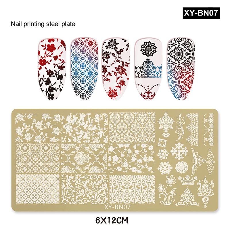 12X6Cm Golden Rectangular Nail Stamping Plates Bowknot Butterfly Flower Fireworks Designs Nail Art Template For Diy Nail Decor