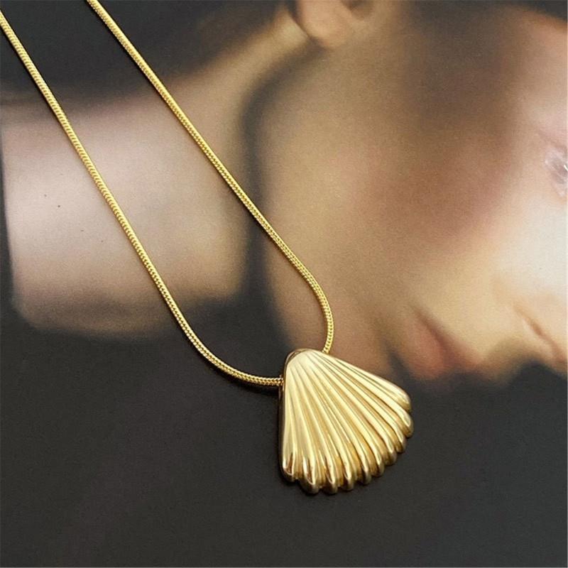 Simple Metal Shells Pendant Necklace Earrings Sweet Cool Collar Necklace Choker Neck Chain Y2K Earrings Fashion Jewelry