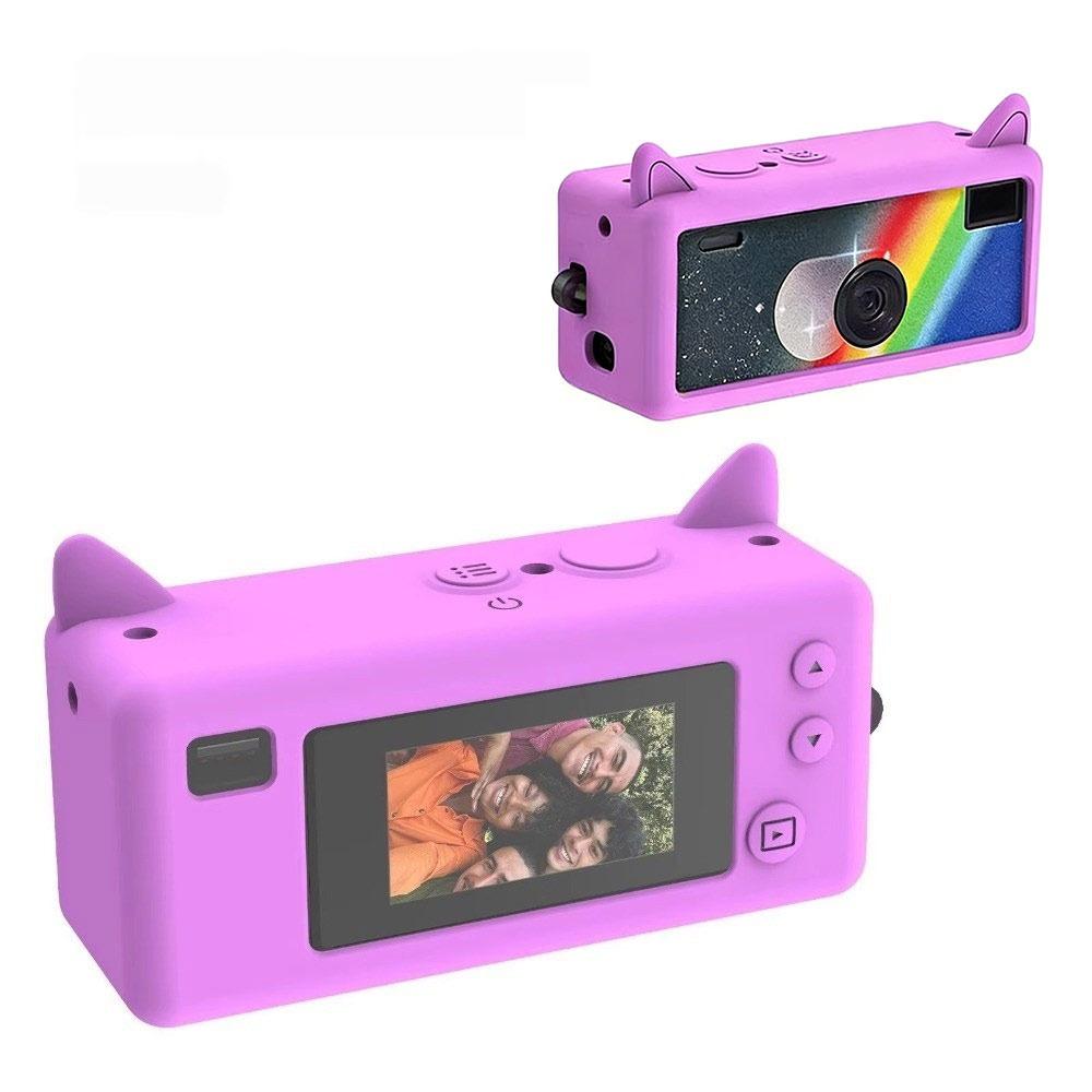 

Gifts Silicone For Kodak Camera Protective Case Cat Ear Camera Accessories Protective Box Shockproof Case for Kodak Camera фиолетовый