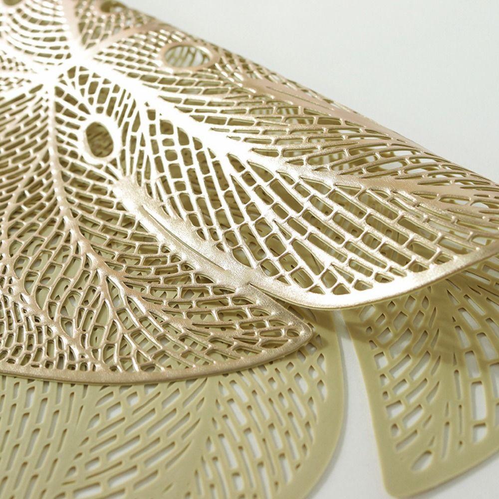 3pcs Anti Slip Leaf Shape Placemat Anti-stain Tableware Pad Cup Pad Coaster  Hotel