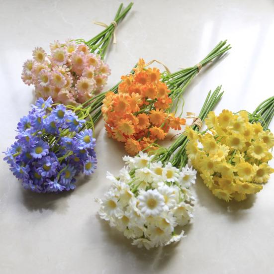 Artificial Flower Bouquet with Flexible Stems Lifelike Silk Faux Blooms for Forest-Themed Home Decor Maintenance-Free Wedding Centerpieces