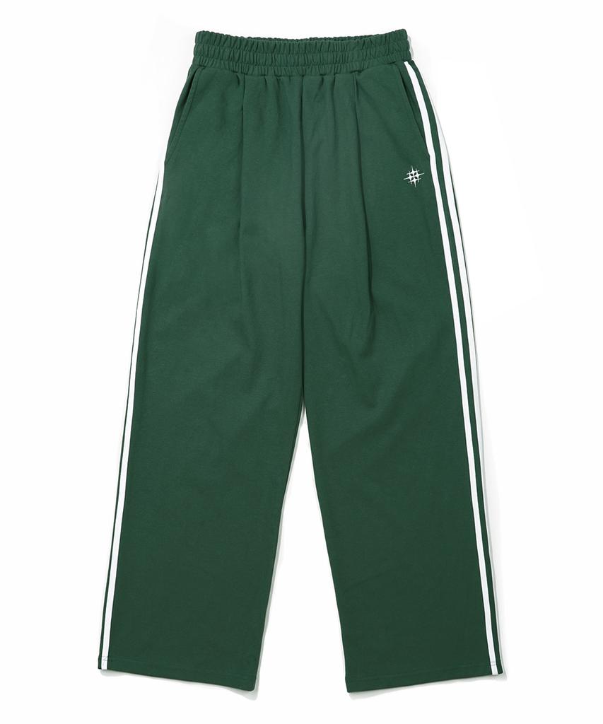 GAKKAI UNIONS One-Pleat Two-Line Wide Sweatpants Dark Green