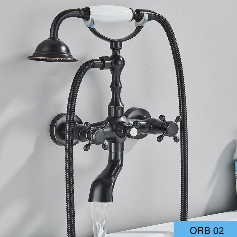 

Смеситель для ванны с двумя ручками, ручным душем, настенный, с поворотным изливом, ретро-смеситель для ванны