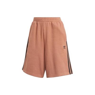 Originals Série Retrô Americana Estampa Listrada Shorts Retos Calças Femininas Marrom Camada de Rocha IC5451