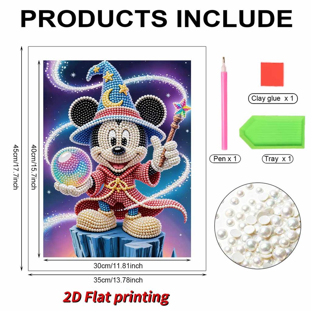 Disney Pearl Painting Wizard Mickey Creative Art 5D Pearl Embroidery Cross Stitch Kit Handmade DIY Home and Room Decor Gift