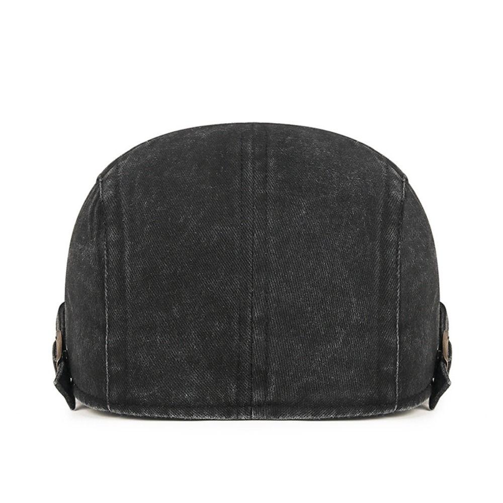Casual Retro Denim Beret Hat Cotton Baker Peaked Painter Hat Adjustable Newsboy Hat Women