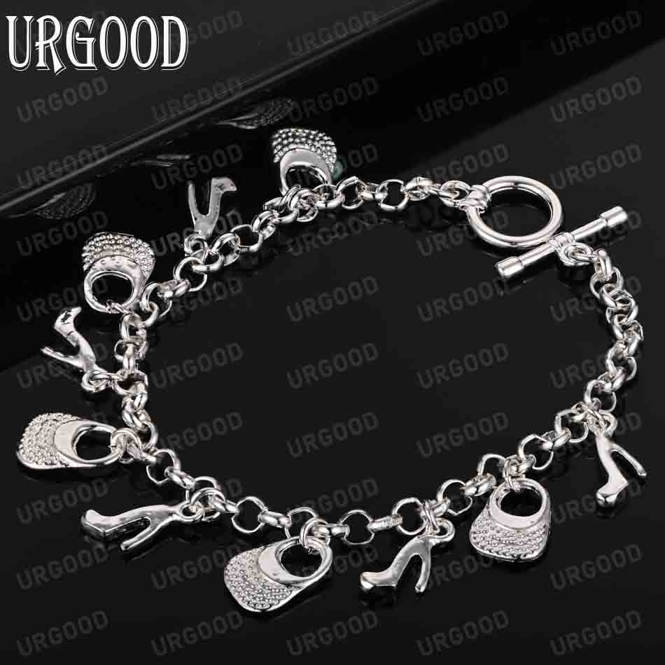 925 Sterling Silver Pendant Bracelet Fashion Wedding Jewelry