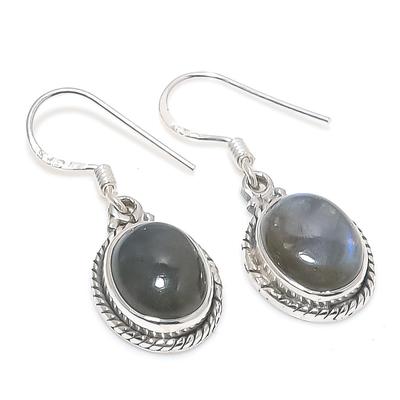 Natural Labradorite Gemstone 925 Solid Sterling Silver Gift Earring 1.25" v5D60