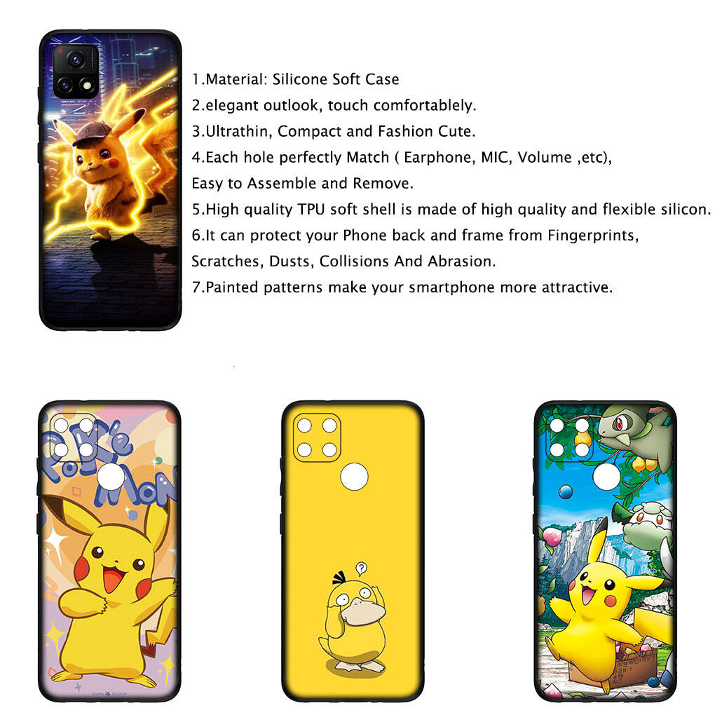 Cover for iPhone 17 16 15 Xiaomi Poco Redmi Note 14 13 12 11 Pro Max X 9 16e Samsung Galaxy S25 S24 S23 OPPO Huawei Psyduck Pokemon Pikachu Phone Case