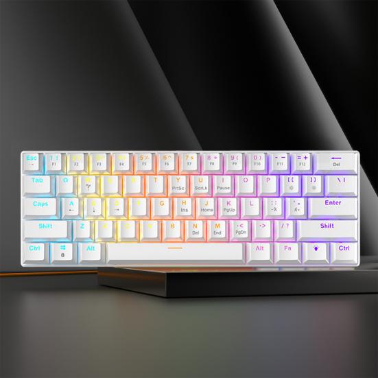 61-клавишная механическая клавиатура с эффектами RGB-подсветки, эргономичный дизайн, регулируемая универсальная проводная игровая клавиатура Plug-Play