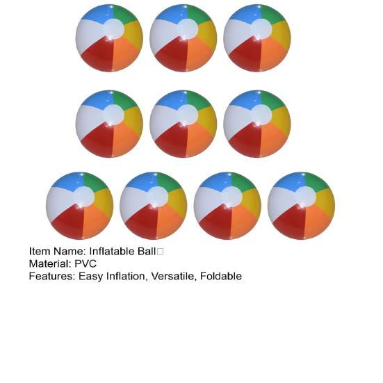 10Pcs Inflatable Beach Ball Leak-proof Inflatable Play Ball Colorful Balloons Beach Sports Shower Ball for Summer Activities