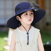 Cappello per Bambini Traspirante Protezione UV Cappello a Secchiello con Ventola Solare Ampia Visiera Protezione Collo Cinturino Regolabile Attrezzatura Estiva per Esterno