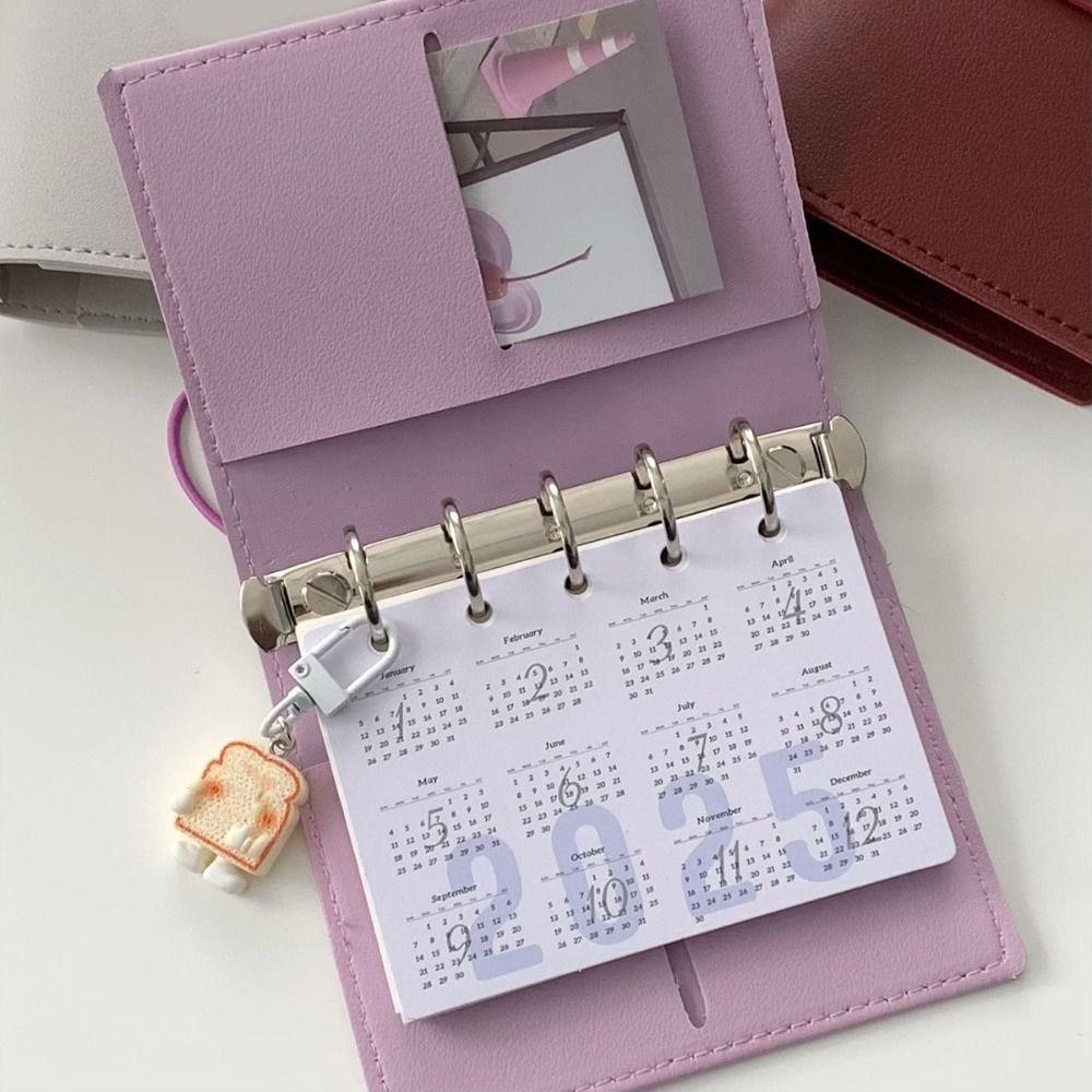 PU Leather Loose Leaf Notebook M5 DIY Binder Notebook Creative Mini Pocket Notebook  School