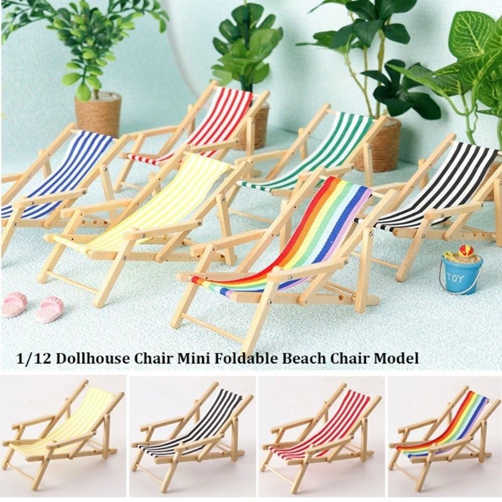 Mini 1/12 Dollhouse Chair Multicolors Summer Vacation Beach Chair  For OB11 Doll