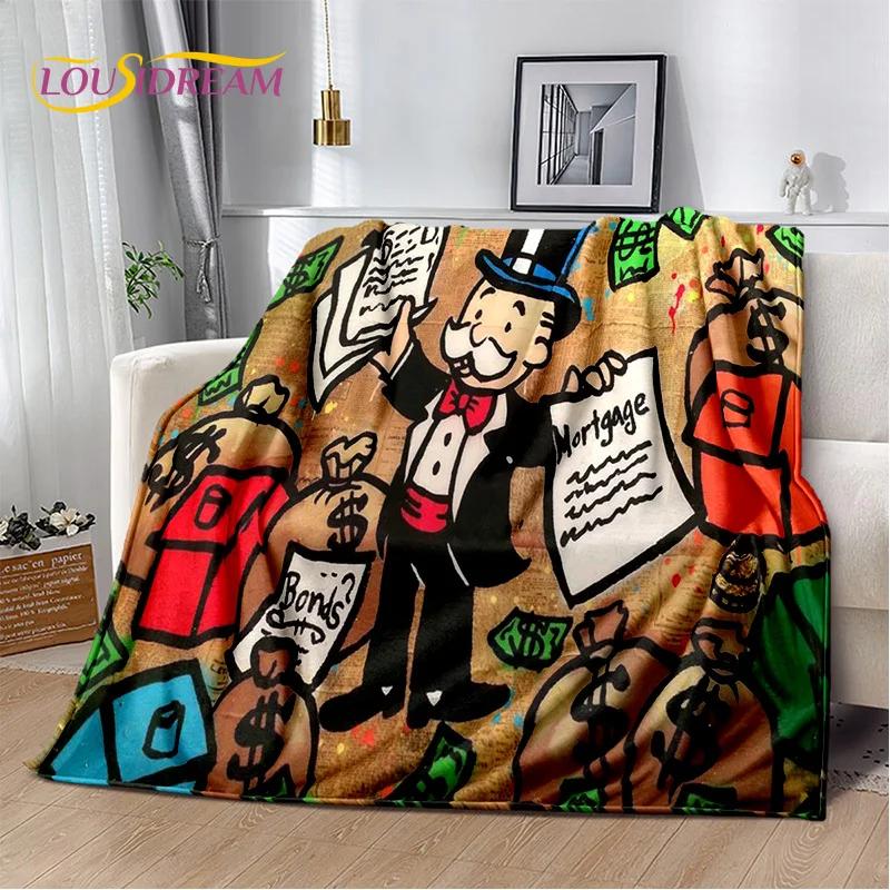 Games Dollar Monopoly Cartoon Money Soft Blankets,Keep Warm Throw Blanket Comfortable Blanket for Picnic Beds Sofa Home Bedroom