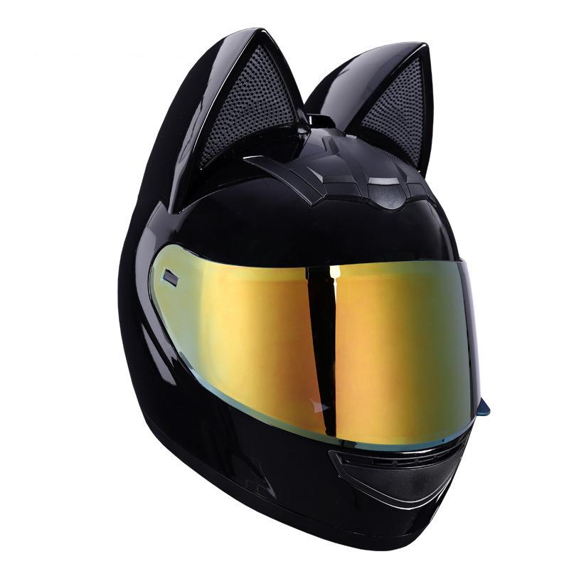 Motorcycle Helmet for Girls, Electric Bike Cat Ear Full-face Helmet, Suitable for All Seasons, Biker Helmet