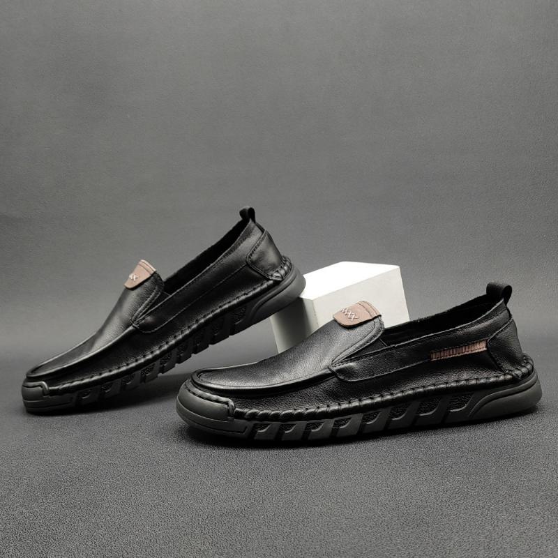 Men's Genuine Leather Bean Shoes One Step Lazy Shoes Men's Fashion Versatile Handmade Casual Shoes