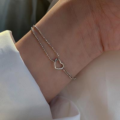 Sweet And Cool Girlfriend Chain, Sweet And Small, Fresh Love, Literary And Personalized Double-Layer Hollow Heart-Shaped Bracelet For Women