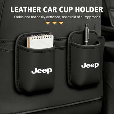 Leather Car Door Cup Holder Organizer Storage Bin Drink Rack Auto Cup Holder For Wrangler-JK Liberty JL Cherokee Patriot