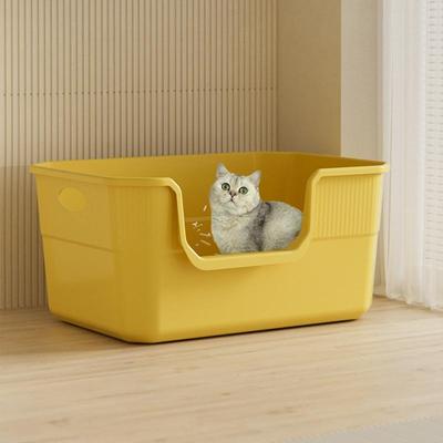Bandeja Sanitaria para Gatos de Tapa Abierta Cubo para Excrementos de Gato Resistente a Olores Gran Capacidad Tamaño Grande Semi-Cerrado Anti-Salpicaduras Inodoro para Gatos Suministros para Mascotas