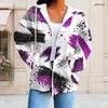 Women Plus Size Zip Up Drawstring Hoodie Long Sleeve Colorful Paint Splash Print With Pockets