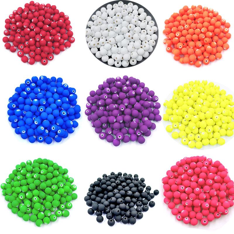 Creative 20Pcs DIY Handmade Beading Plastic Solid Dispersion Beads Ball Beads Candy Color Accessories For Jewelry Making Necklace Bracelet