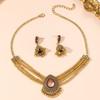 Imitation Pearl Retro Jewelry Set Luxury Choker Necklace Set Rhinestone Necklace Earrings  Wedding
