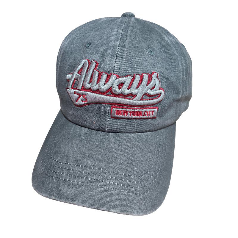 Washed Vintage Letter Baseball Cap Sunscreen Sun Hat, Personalized Wide Brim American Trendy Cool Men and Women Peaked Cap Wholesale