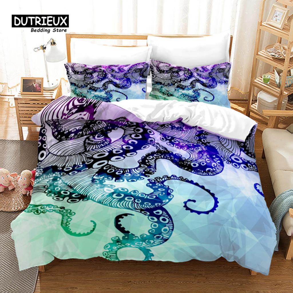 Fisch Meeresschildkröte Bettbezug Quallen Muschel Seestern Bettwäsche Set Mikrofaser Maritimes Thema Bettdeckenbezug Einzelbett Doppelbett Für Kinder Erwachsene