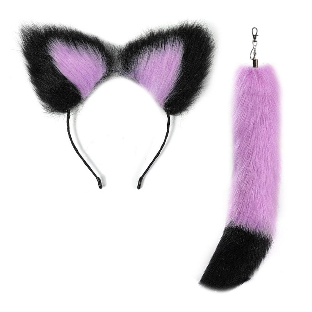Stylish Fox Tail Pendant Keychain Adornment Dainty Cat Ear Hairband Portable Car Charm for Bag Backpack Decoration