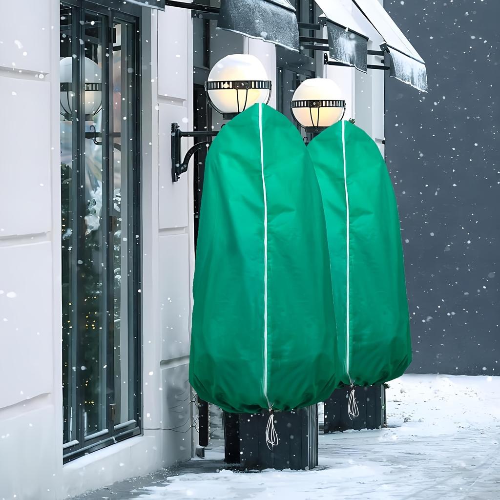 Large Plant Frost Protection Bags - Green PP Anti-Freeze Tree & Shrub Covers with Zipper and Drawstring for Outdoor Winter Weather Conditions