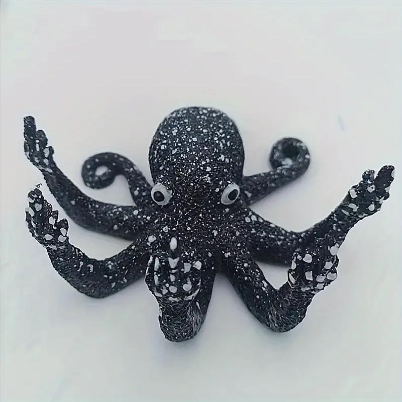 Glowing Eight-Clawed Octopus Resin Figurine for Desktop Decor 13x12x6 cm чёрный