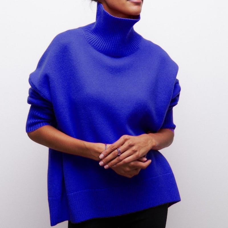 Women's new long-threaded sweater loose turtleneck autumn and winter knitted sweater