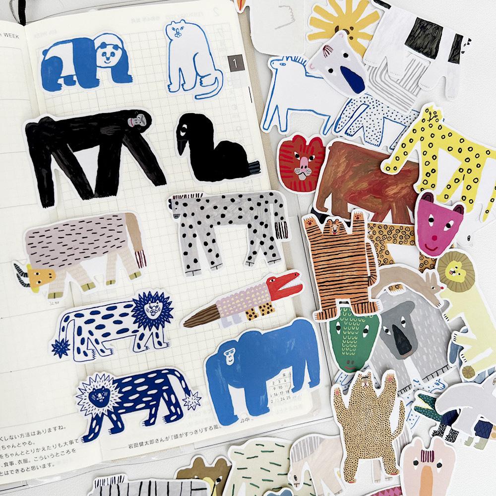 Cute Animal Stickers Funny Personalized Animal Stickers New Hand-Painted Decals for Journal Diary Scrapbook Photo Album Decor