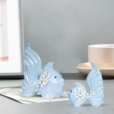 Latest Modern Minimalist Sky Love Fish Art Figures | Beautiful Home Decor- (Set of 2 Pcs , Sky)