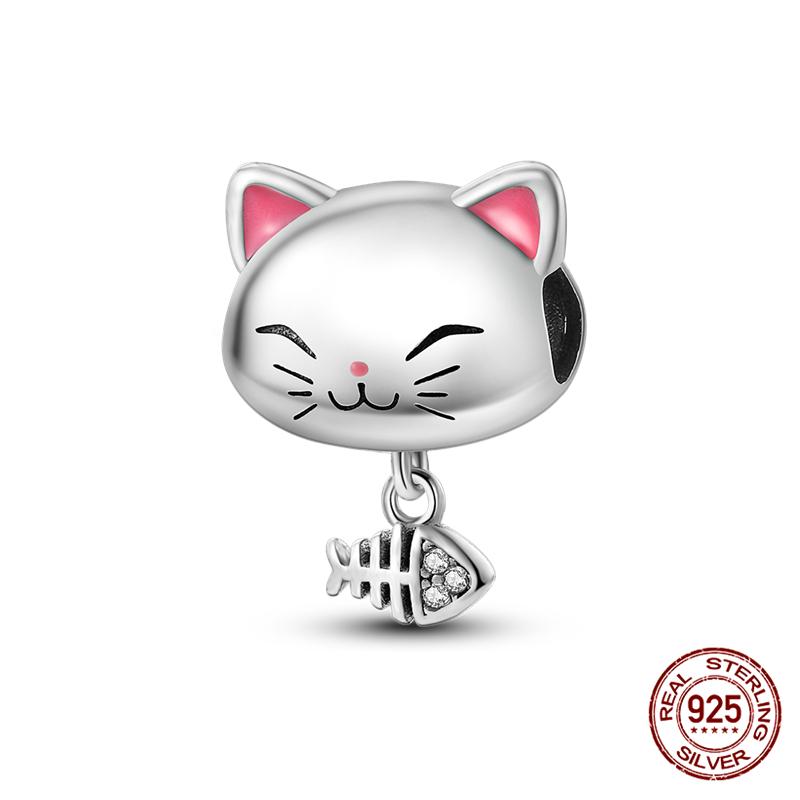 Fit Charms Fororiginal Bracelets And 3Mm Bracelets Cat Pendant Under The Mooncopper Jewelry Making For Women Gift