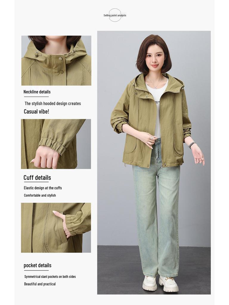 2024 Frühling & Herbst Damen Kapuzenjacke: Modisch, Lässig, Lockere Passform für Mittelalte & Ältere