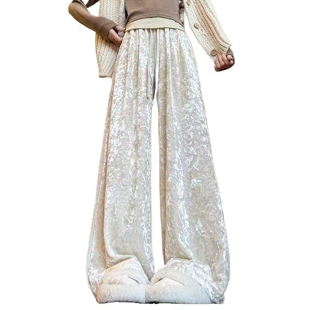 Southeast Asia Plus Size Velvet Wide-leg Pants – Casual, Stylish & Age-reducing with Drawstring