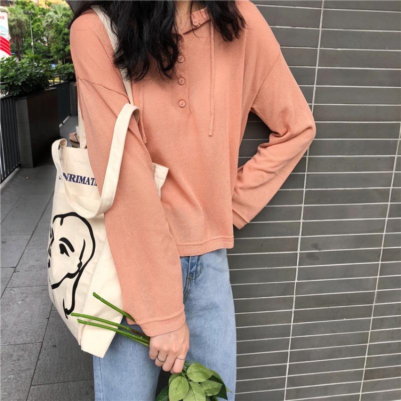 Simple female avatar printed canvas bag shoulder bag outer pocket cloth bag commute
